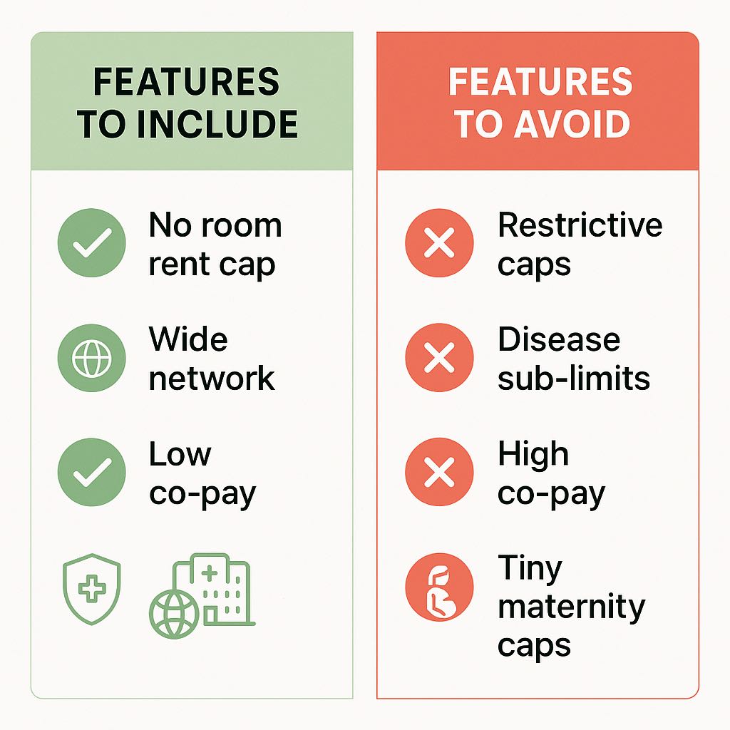 Health Insurance Features to include or avoid
