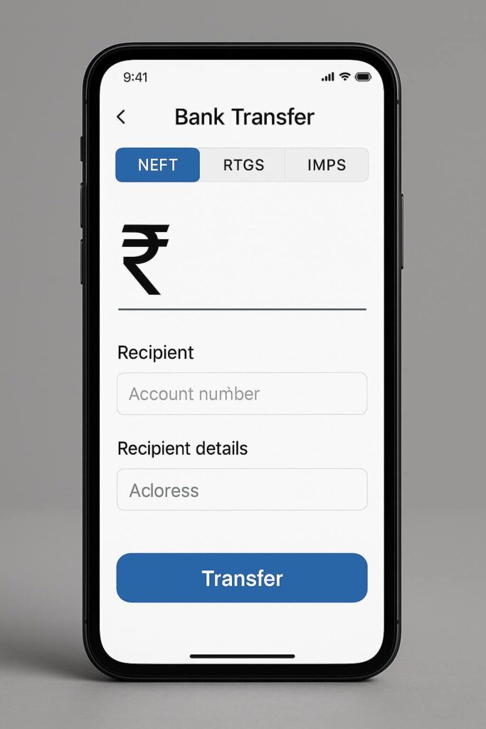 NEFT, RTGS, IMPS Bank Transfer