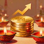 Dhanteras 2025 gold coins and jewelry against rising price chart
