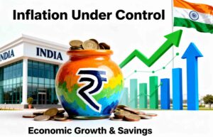 RBI Monetary Policy Committee decision: repo rate cut to 5.25% supporting India's economic growth while keeping inflation stable, featuring rupee currency, savings, and banking system elements