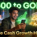 Young Indian Gen Z investor using a smartphone app for ₹500 SIP mutual fund investment, visualizing rapid financial growth and wealth creation.